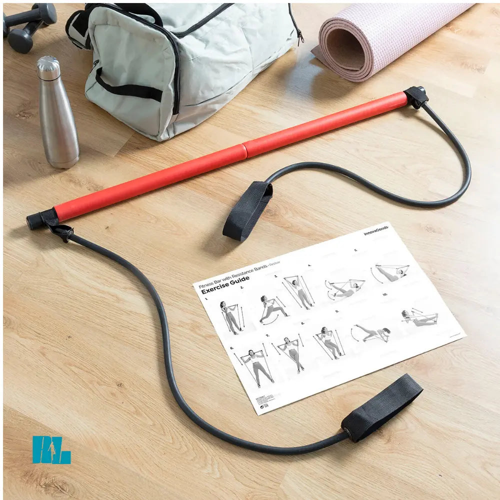 Fitness Bar avec Bandes de Résistance + Guide d’Exercices Bigbuy