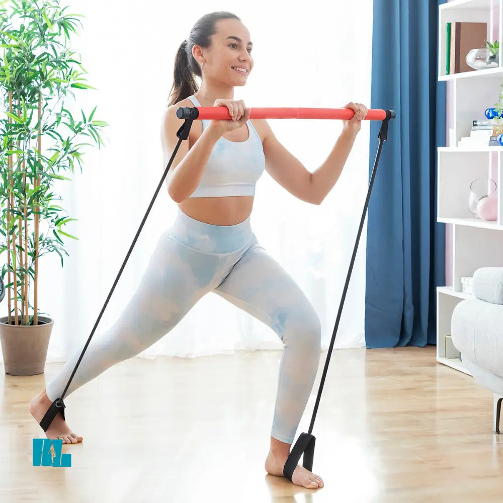Fitness Bar avec Bandes de Résistance + Guide d’Exercices Bigbuy