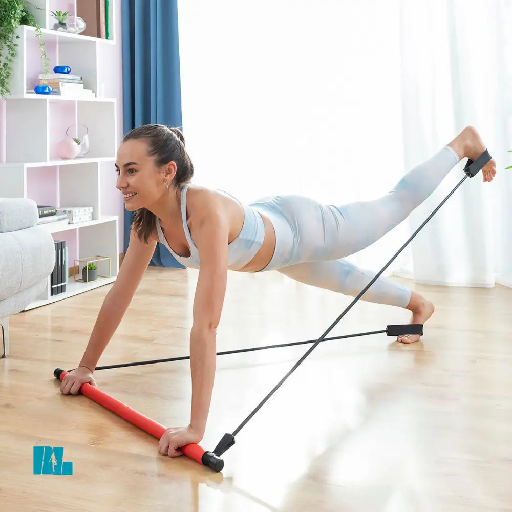 Fitness Bar avec Bandes de Résistance + Guide d’Exercices Bigbuy