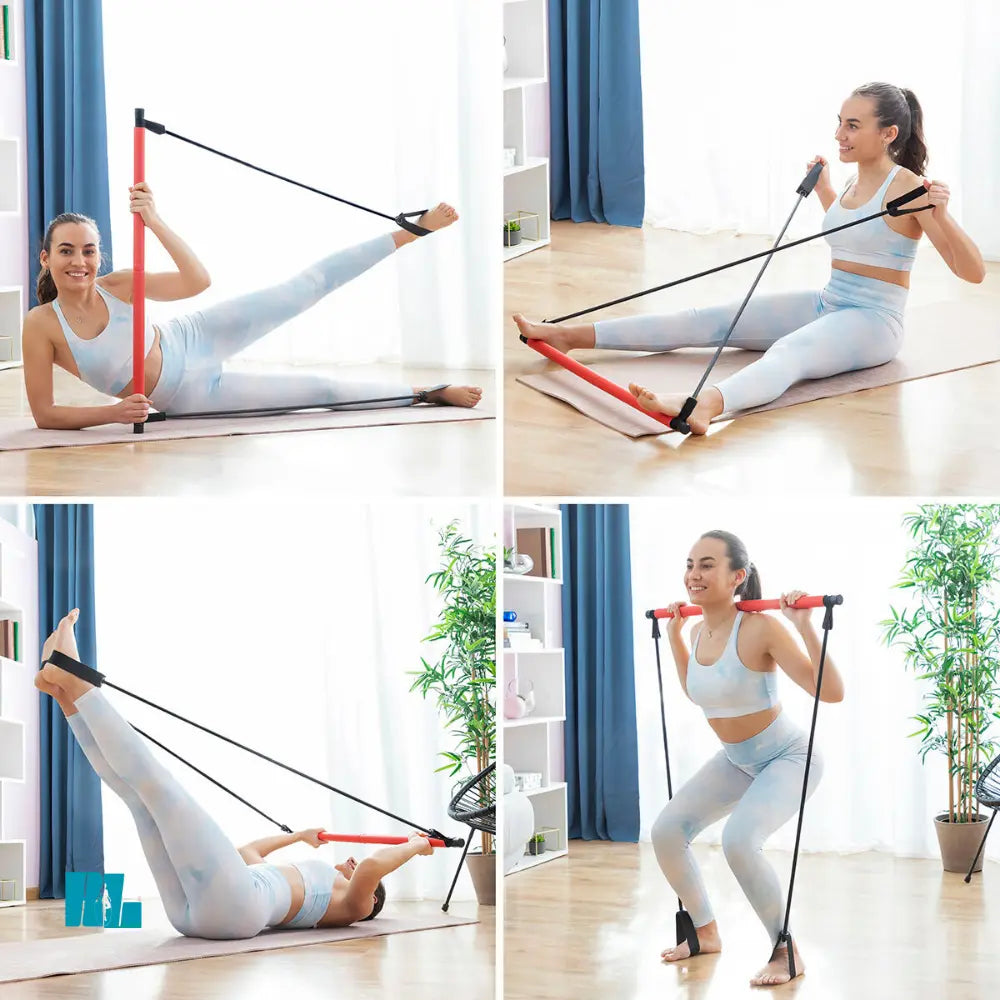 Fitness Bar avec Bandes de Résistance + Guide d’Exercices Bigbuy